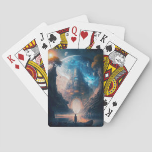 Futuristiska Fantasy Castle liggande uppspelningsk Casinokort