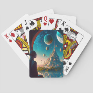 Futuristiska Fantasy Castle liggande uppspelningsk Casinokort