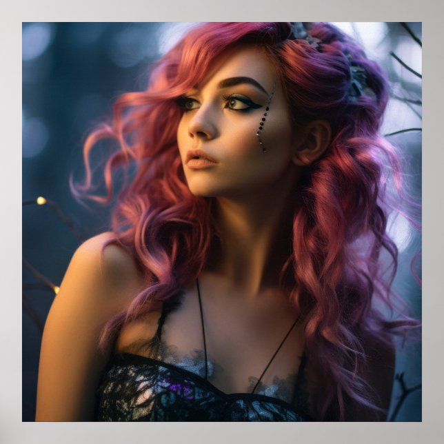 Futuristiska Fantasy Fairy Girl Poster (Framsidan)