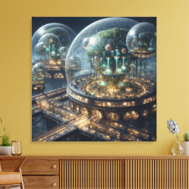 Futuristiska Fantasy Plant Bio Domes Canvastryck