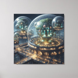 Futuristiska Fantasy Plant Bio Domes Canvastryck