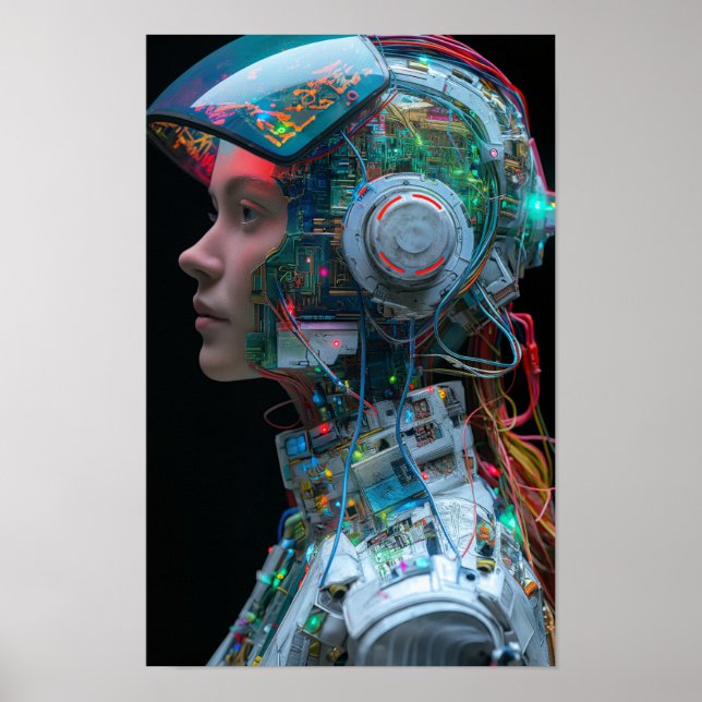 Futuristiska Female Cyborg Body - Sci-Fi Art Poste Poster (Framsidan)