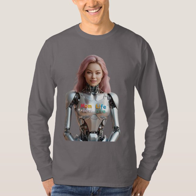 Futuristiska Female Robot Mamma T-Shirt (Framsida)