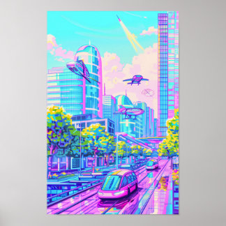 Futuristiska Flygvagn Liggande Poster