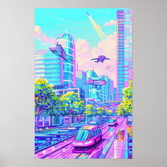 Futuristiska Flygvagn Liggande Poster (Framsidan)