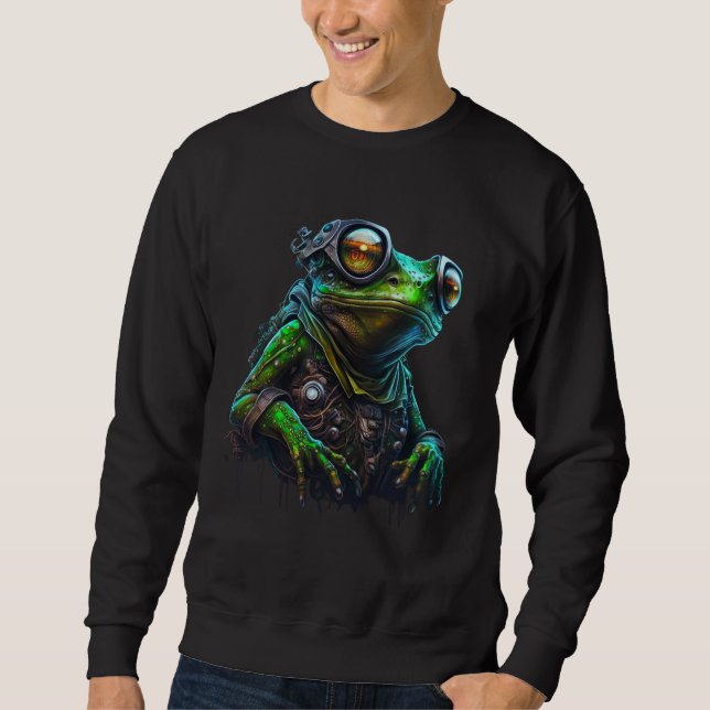 Futuristiska Frog Hoodie Sweatshirt - Håll varm i  (Framsida)