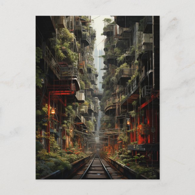 Futuristiska Fusion of Manhattan and Bangkok Vykort (Framsida)