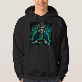 Futuristiska Gamer Graphic Manar's Hoodie - Neon T