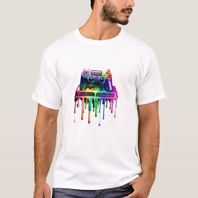 Futuristiska Gamer Tee, spelstyrenhetens drivrutin T Shirt (Framsida)