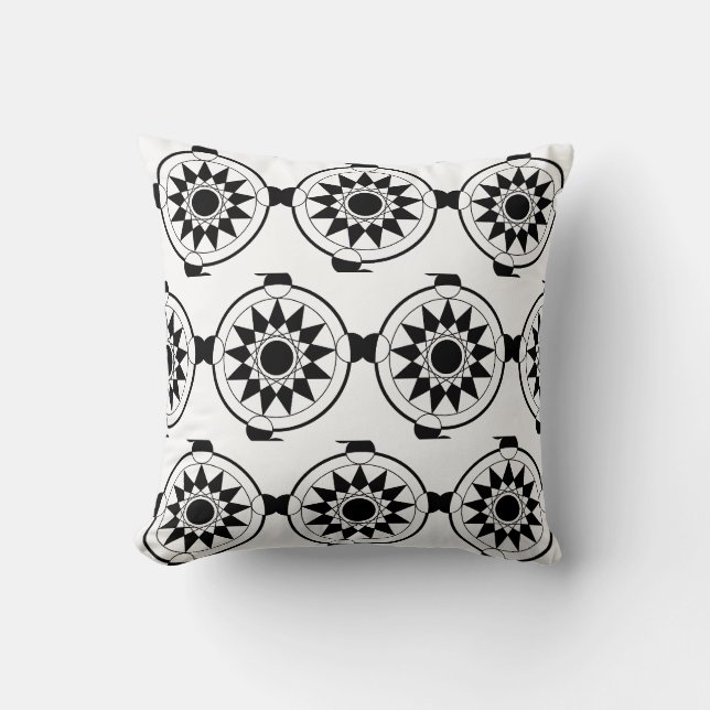 Futuristiska Geometric Skörd Circle Mandala Kudde (Framsida)