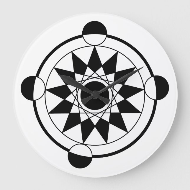 Futuristiska Geometric Skörd Circle Mandala Stor Klocka (Framsida)
