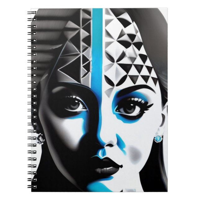 Futuristiska Geometric Woman Notebook Anteckningsbok (Framsidan)