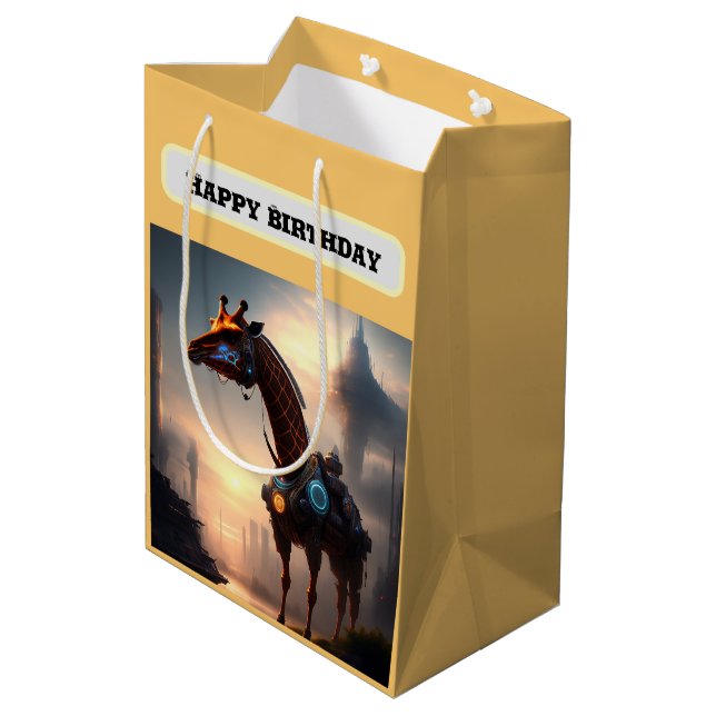 Futuristiska Giraffe Robot, födelsedag (Baksidan Vinklad)