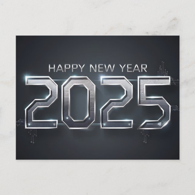 Futuristiska Gott nytt år 2025 Helg Vykort (Framsida)