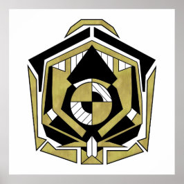 Futuristiska Guld Black Geometric Cybernetic Abstr Poster