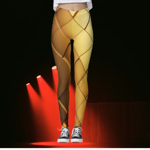 Futuristiska Guld Hexa-Tech Leggings