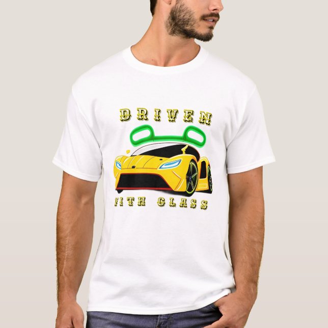 Futuristiska Gult sportbil med Neon Inslag T Shirt (Framsida)