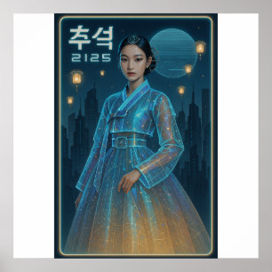 Futuristiska Hanbok Chuseok - Koreansk Sci-Fi Art Poster