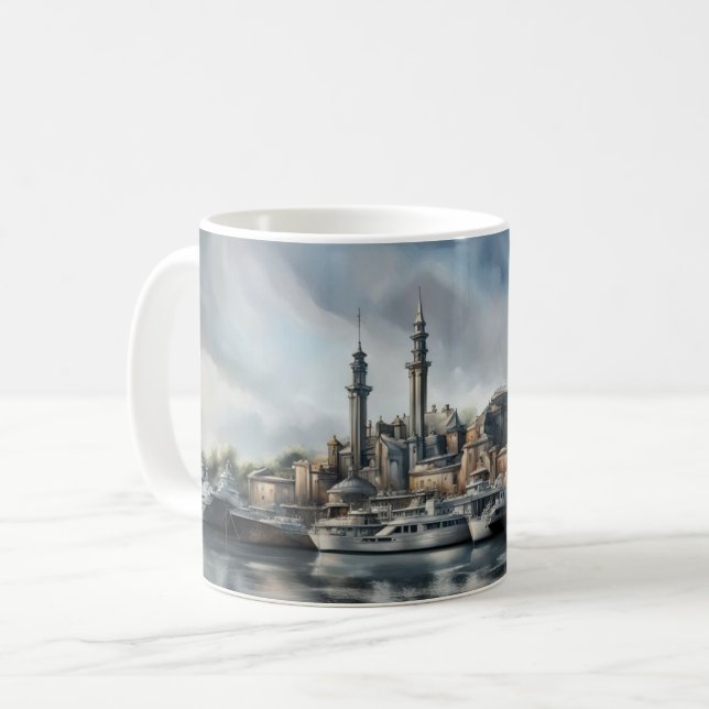 Futuristiska Harbour Kaffemugg (Framsida vänster)