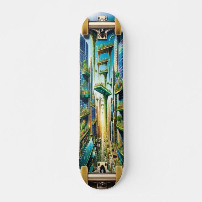 "Futuristiska Harmony" Mini Skateboard Bräda 18,5 Cm (Framsida)