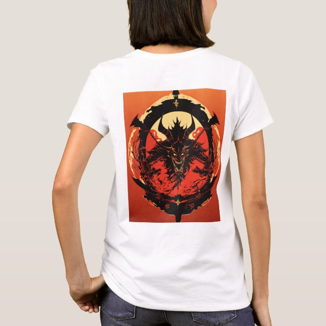 Futuristiska Japansk demon-Logotyp T Shirt (Baksida)