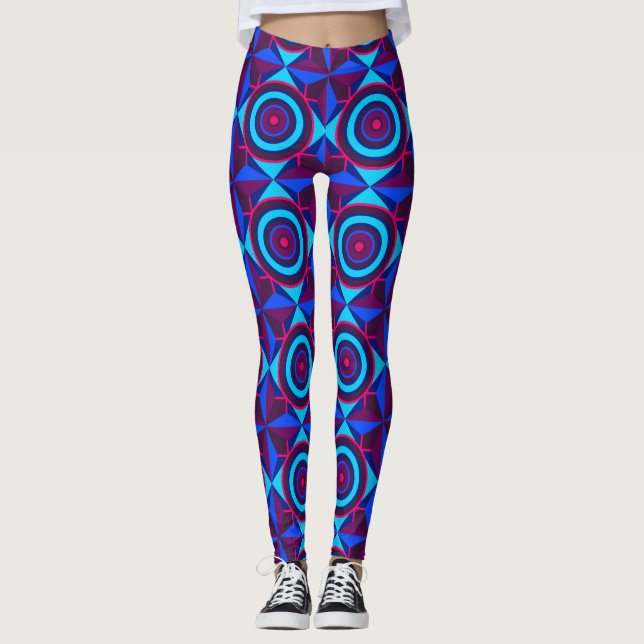 Futuristiska Kaleidoscope Grid Leggings (Framsida)