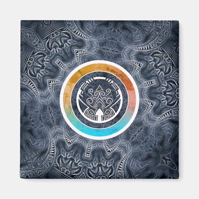 Futuristiska kaleidoscope mönster magnet (Framsidan)