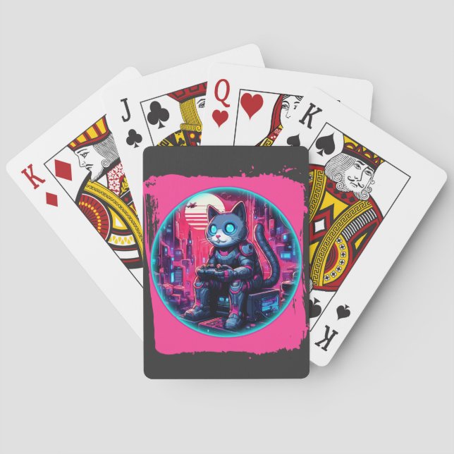 Futuristiska Kattdjur Tech Casinokort (Baksidan)