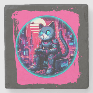 Futuristiska Kattdjur Tech Stenunderlägg