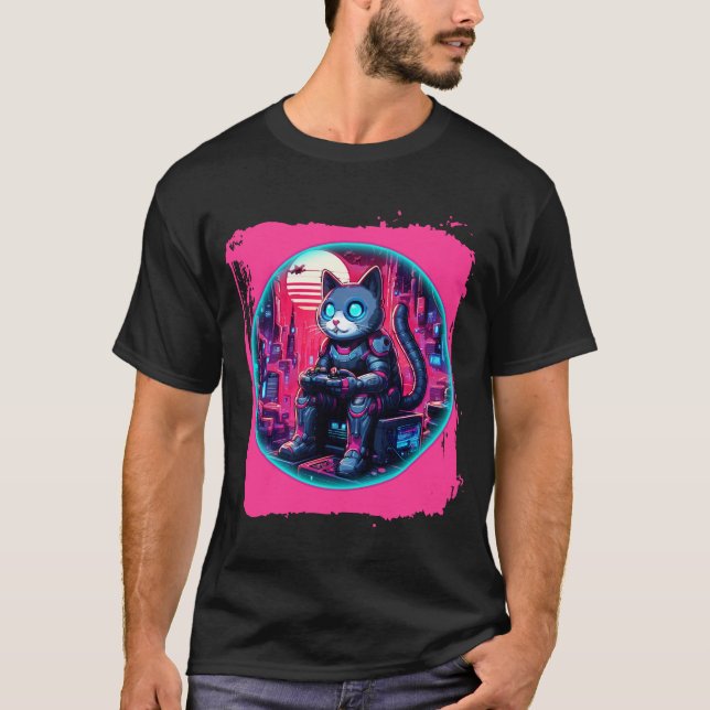Futuristiska Kattdjur Tech T Shirt (Framsida)