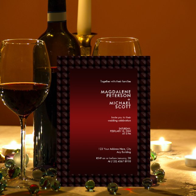 Futuristiska Maron Polygon Shape Mönster Bröllop Inbjudningar (Skapare uppladdad)