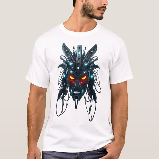 Futuristiska Mask Tribal Ansikte T Shirt (Framsida)