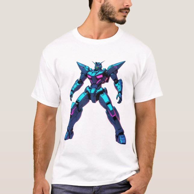 Futuristiska Mecha Warrior T Shirt (Framsida)