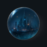Futuristiska Mini City i Glass Sphere Button Knapp<br><div class="desc">En bedövningsknapp med en glanslös genomskinlig glassfär med en glödande miniatyrstad inuti futuristiskan. Neon ljus,  flygande fordon och handledda skyscraper skapar en ultrarealistisk 3D-effekt,  skapar detta tillbehör ett val av perfekt för sci-fi fläkt,  cyberpunk älskare,  och alla som uppskattar kreativ konst.</div>