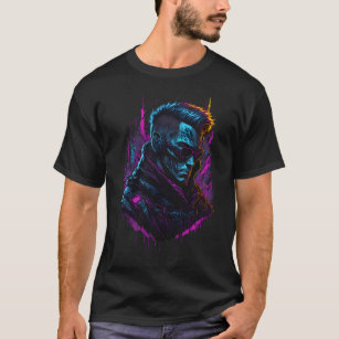 Futuristiska Neon Cyber Man med glas T Shirt