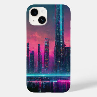 Futuristiska Neon Cyberpunk Cityscape iPhone 14 Fo