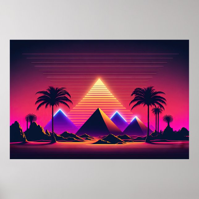 Futuristiska Neon Dreams of the Pharaohs Poster (Framsidan)