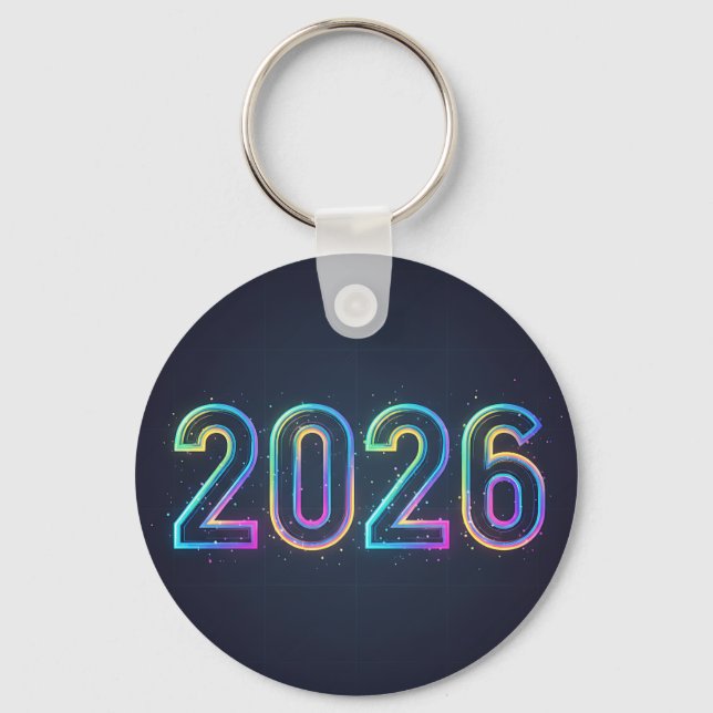 Futuristiska Neon Glow 2026 Dubbla-Sied Nyckelring (Framsida)