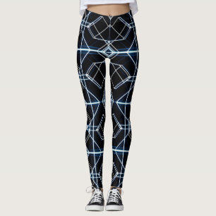 Futuristiska Neon Grid Mönster Leggings