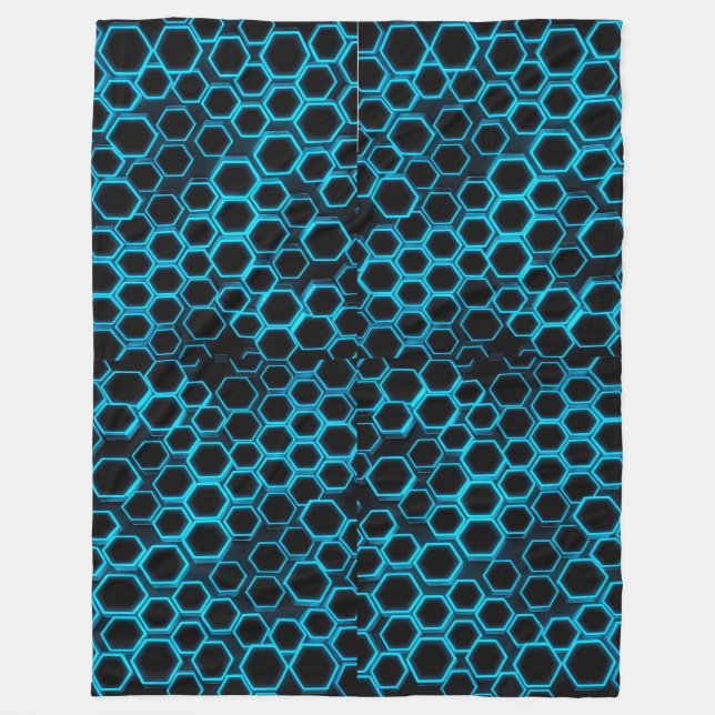 Futuristiska Neon Hexagon Tech Blanket Design Fleecefilt (Framsidan)
