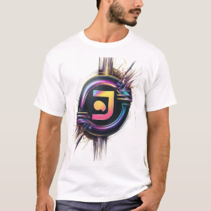Futuristiska Neon Tech-Logotyp - Digital Art-utskr T Shirt