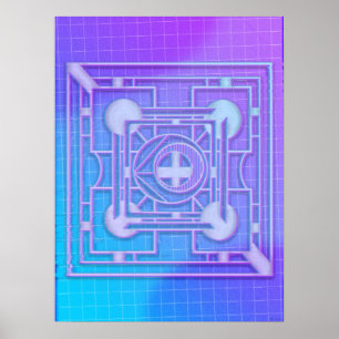 Futuristiska Neon Vaporwave Abstrakt Geometric Poster