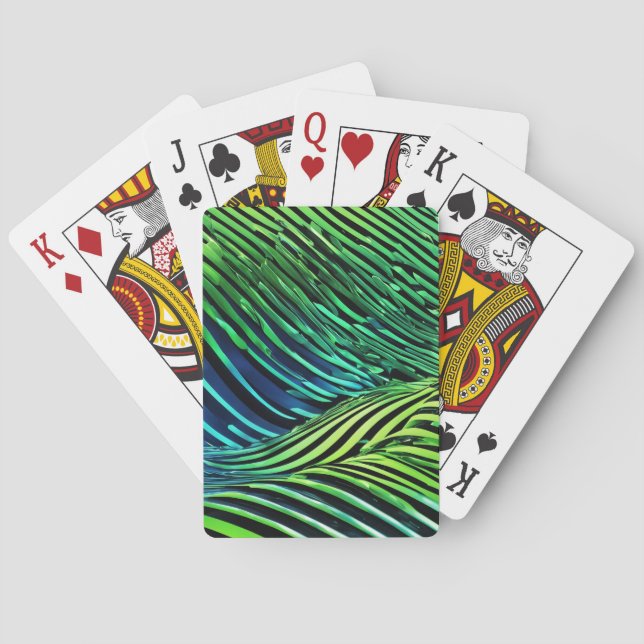 Futuristiska neongröna ränder  casinokort (Baksidan)
