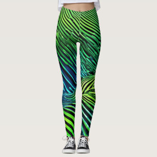 Futuristiska neongröna ränder leggings