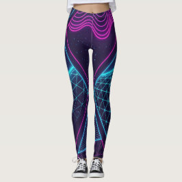 Futuristiska neonvågor Sömlöst mönster för Leggings