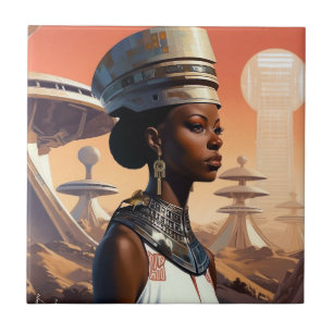 Futuristiska Queen Afrofuturistic Science fiction Kakelplatta