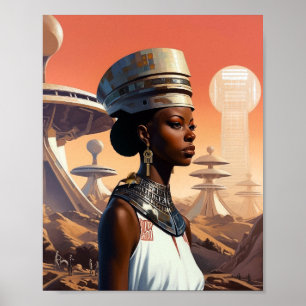 Futuristiska Queen Afrofuturistic Science fiction Poster