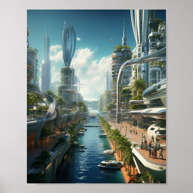 Futuristiska Recife Cityscape Poster (Framsidan)