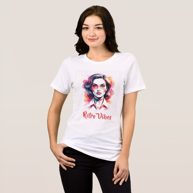 Futuristiska Retro Woman Porträtt T Shirt (Framsida Full)