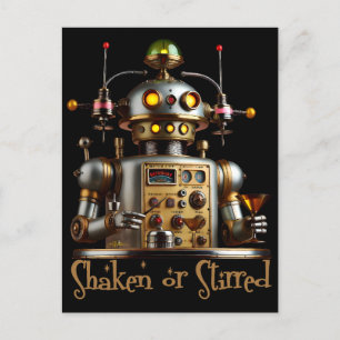 Futuristiska Robot Bartender "Shaken or Stirred" Vykort
